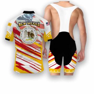 New Mexico States Cycling Jersey, USA Flag Men Women Jersey Full Kit - Short Sleeve Cycling Jersey Kit-White