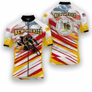 New Mexico States Cycling Jersey, USA Flag Men Women Jersey Full Kit - Short Sleeve Cycling Jersey-White