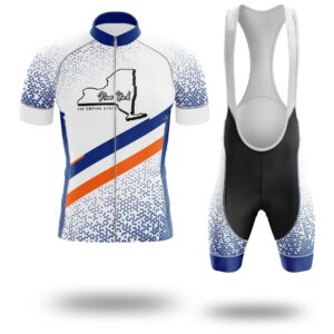 New York Cycling Jersey and Bib Shorts, New York Map Cycling Bike Jersey - Short Sleeve Cycling Jersey Kit-White
