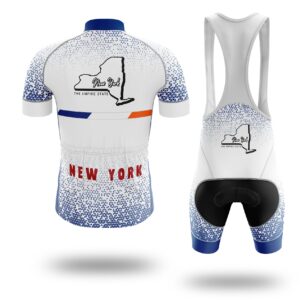 New York Cycling Jersey and Bib Shorts, New York Map Cycling Bike Jersey - Short Sleeve Cycling Jersey Kit-White