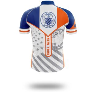 New York State Flag Cycling Kit, Cycling Custom Name Jersey - Copy - Short Sleeve Cycling Jersey-White