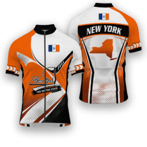 New York States Cycling Jersey, Maps Haftone Vintage Pattern Men Women Jersey Full Kit - Short Sleeve Cycling Jersey-White