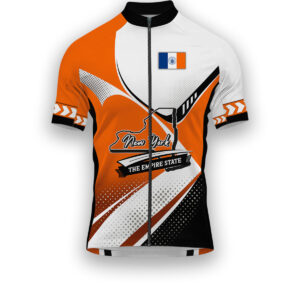 New York States Cycling Jersey, Maps Haftone Vintage Pattern Men Women Jersey Full Kit - Short Sleeve Cycling Jersey-White