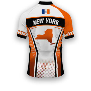 New York States Cycling Jersey, Maps Haftone Vintage Pattern Men Women Jersey Full Kit - Short Sleeve Cycling Jersey-White