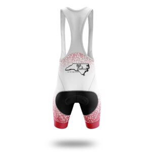 North Carolina Cycling Short Sleeve Jersey, North Carolina Map Cycling Jersey - Bib Shorts-White