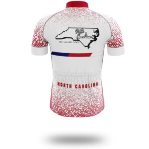 North Carolina Cycling Short Sleeve Jersey, North Carolina Map Cycling Jersey - Short Sleeve Cycling Jersey-White