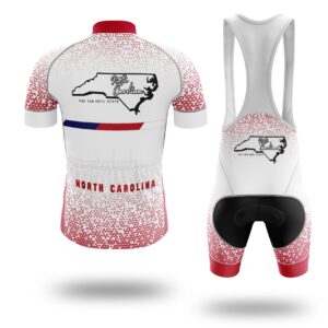 North Carolina Cycling Short Sleeve Jersey, North Carolina Map Cycling Jersey - Short Sleeve Cycling Jersey Kit-White