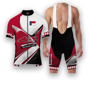 North Carolina States Cycling Jersey, Maps Haftone Vintage Pattern Men Women Jersey Full Kit - Short Sleeve Cycling Jersey Kit-White
