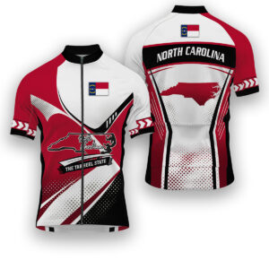 North Carolina States Cycling Jersey, Maps Haftone Vintage Pattern Men Women Jersey Full Kit - Short Sleeve Cycling Jersey-White