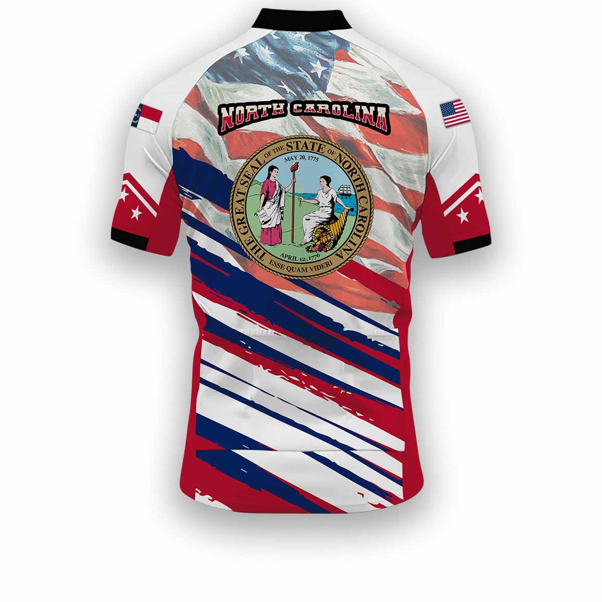 North Carolina States Cycling Jersey, USA Flag Men Women Jersey Full Kit - Short Sleeve Cycling Jersey-White