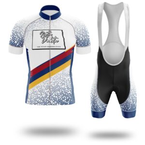 North Dakota Cycling Jersey, North Dakota Map Cycling Jersey - Short Sleeve Cycling Jersey Kit-White