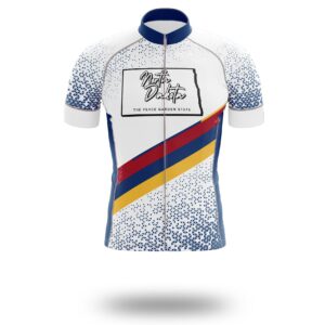 North Dakota Cycling Jersey, North Dakota Map Cycling Jersey - Short Sleeve Cycling Jersey-White
