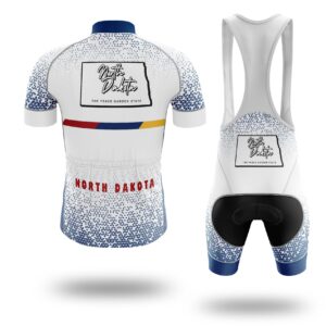 North Dakota Cycling Jersey, North Dakota Map Cycling Jersey - Short Sleeve Cycling Jersey Kit-White