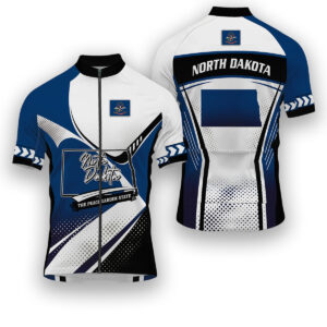 North Dakota States Cycling Jersey, Maps Haftone Vintage Pattern Men Women Jersey Full Kit - Short Sleeve Cycling Jersey-White