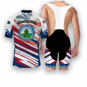 North Dakota States Cycling Jersey, USA Flag Men Women Jersey Full Kit - Short Sleeve Cycling Jersey Kit-White