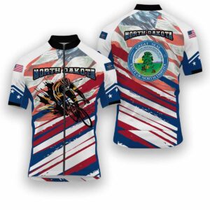 North Dakota States Cycling Jersey, USA Flag Men Women Jersey Full Kit - Short Sleeve Cycling Jersey-White