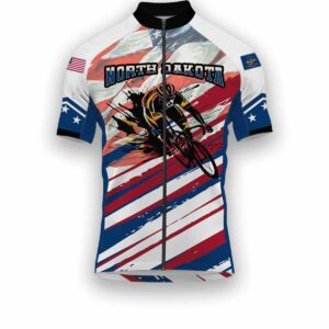 North Dakota States Cycling Jersey, USA Flag Men Women Jersey Full Kit - Short Sleeve Cycling Jersey-White