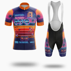 Nostalgia 80s Retro Cycling Jersey, 80s Memorial Bike Cycling Jersey - Short Sleeve Cycling Jersey Kit-White