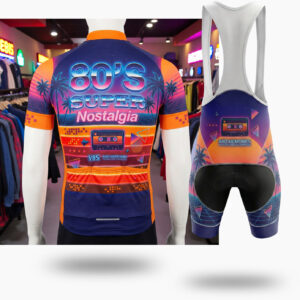 Nostalgia 80s Retro Cycling Jersey, 80s Memorial Bike Cycling Jersey - Short Sleeve Cycling Jersey Kit-White