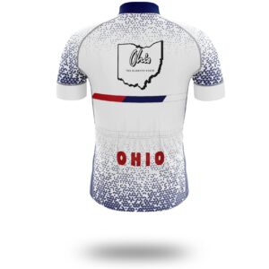 Ohio Cycling Jersey, Ohio Map Cycling Jersey - Short Sleeve Cycling Jersey-White