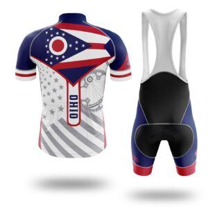 Ohio Flag Cycling Kit, Cycling Personalized Name Jersey - Short Sleeve Cycling Jersey Kit-White