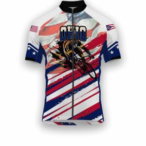 Ohio States Cycling Jersey, USA Flag Men Women Jersey Full Kit - Short Sleeve Cycling Jersey-White