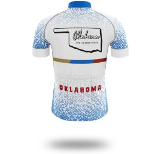 Oklahoma Cycling Jersey, Oklahoma Map Cycling Jersey - Short Sleeve Cycling Jersey-White