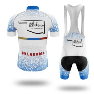 Oklahoma Cycling Jersey, Oklahoma Map Cycling Jersey - Short Sleeve Cycling Jersey Kit-White