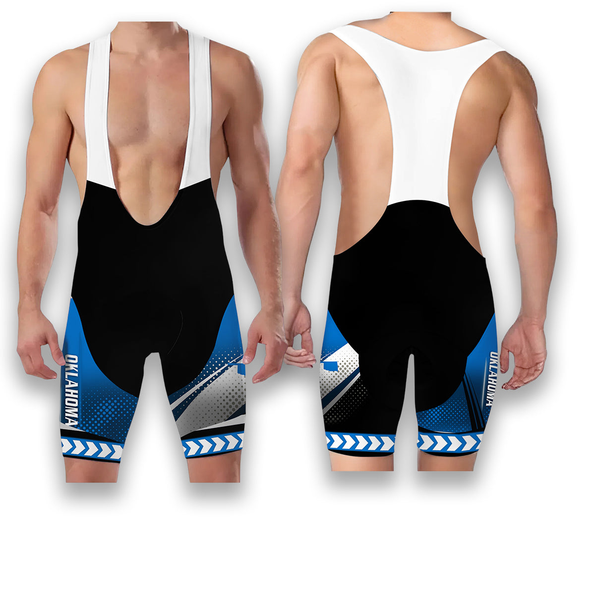 Oklahoma States Cycling Jersey, Maps Haftone Vintage Pattern Men Women Jersey Full Kit - Bib Shorts-White