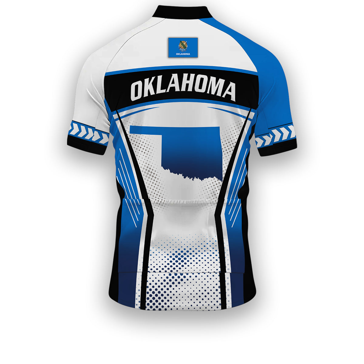 Oklahoma States Cycling Jersey, Maps Haftone Vintage Pattern Men Women Jersey Full Kit - Short Sleeve Cycling Jersey-White