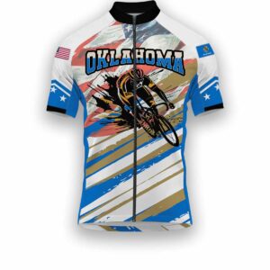 Oklahoma States Cycling Jersey, USA Flag Men Women Jersey Full Kit - Short Sleeve Cycling Jersey-White