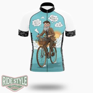 Old Man With A Bicycle Cycling Jersey Kit - Short Sleeve Cycling Jersey-White