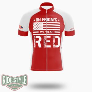 On Friday We Wear Red Jersey, Remember Everyone Deployed, US Veteran Cycling Jersey - Short Sleeve Cycling Jersey-White