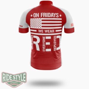 On Friday We Wear Red Jersey, Remember Everyone Deployed, US Veteran Cycling Jersey - Short Sleeve Cycling Jersey-White