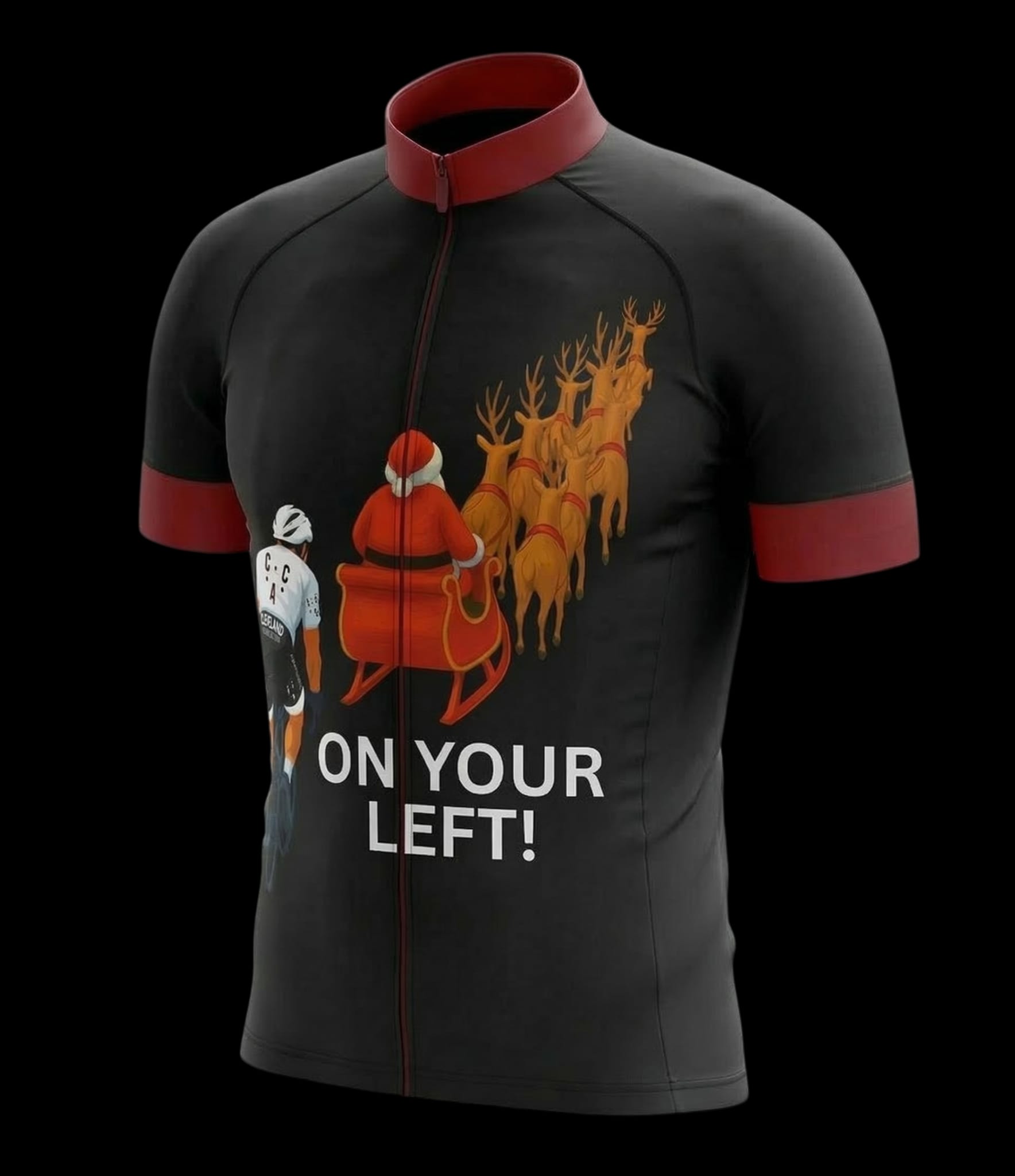 On Your Left Funny Santa Biker Cycling Jersey, Cycling Bicycle Shirt 2