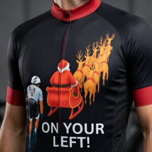 On Your Left Funny Santa Biker Cycling Jersey, Cycling Bicycle Shirt 3