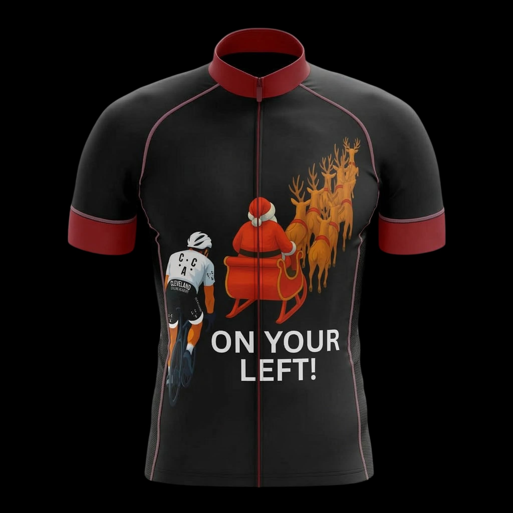 On Your Left Funny Santa Biker Cycling Jersey, Cycling Bicycle Shirt - Men's Short Sleeve Jersey - S