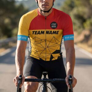 Orange Cycling Jersey For Team, Custom Team Name, Personalized Name Men's Bike Jersey - Short Sleeve Cycling Jersey-White
