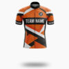 Orange Men's Cycling Jersey Custom Name, Personalized Name, Custom Team Logo Bike Jersey - Short Sleeve Cycling Jersey-White