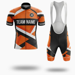 Orange Men's Cycling Jersey Custom Name, Personalized Name, Custom Team Logo Bike Jersey - Short Sleeve Cycling Jersey Kit-White
