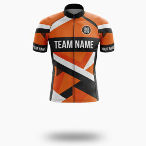 Orange Men's Cycling Jersey Custom Name, Personalized Name, Custom Team Logo Bike Jersey - Short Sleeve Cycling Jersey-White