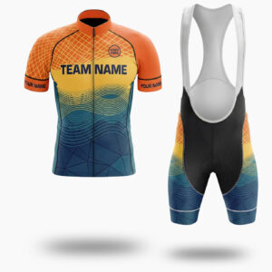 Orange Men's Cycling Jersey Personalized Name, Custom Team Name and Logo Cycling Jersey - Short Sleeve Cycling Jersey Kit-White
