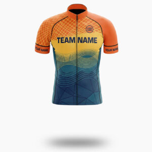 Orange Men's Cycling Jersey Personalized Name, Custom Team Name and Logo Cycling Jersey - Short Sleeve Cycling Jersey-White