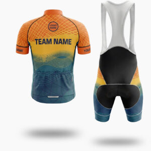 Orange Men's Cycling Jersey Personalized Name, Custom Team Name and Logo Cycling Jersey - Short Sleeve Cycling Jersey Kit-White