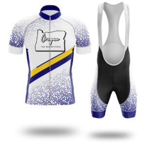 Oregon Cycling Jersey, Oregon Map Cycling Jersey - Short Sleeve Cycling Jersey Kit-White