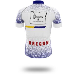 Oregon Cycling Jersey, Oregon Map Cycling Jersey - Short Sleeve Cycling Jersey-White