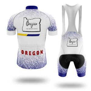 Oregon Cycling Jersey, Oregon Map Cycling Jersey - Short Sleeve Cycling Jersey Kit-White