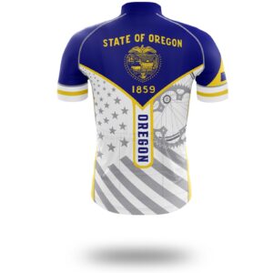 Oregon Flag Cycling Kit, Cycling Personalized Name Jersey - Short Sleeve Cycling Jersey-White
