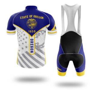 Oregon Flag Cycling Kit, Cycling Personalized Name Jersey - Short Sleeve Cycling Jersey Kit-White