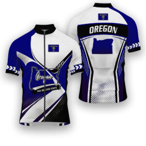 Oregon States Cycling Jersey, Maps Haftone Vintage Pattern Men Women Jersey Full Kit - Short Sleeve Cycling Jersey-White